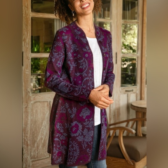 Novica Floral 100% Baby Alpaca Cardigan From Peru “Dream Garden In M… - Picture 2 of 14